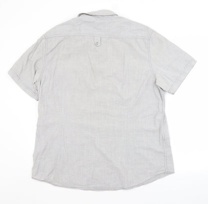 Mens UK Size XL Burton Grey  Button-Up Short Sleeve Casual Shirt