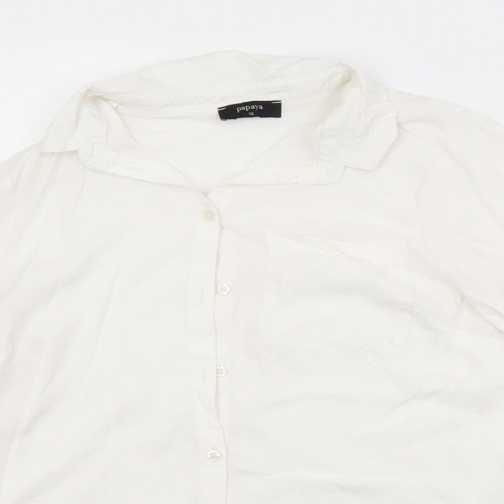 Papaya Womens White   Basic Button-Up Size 10