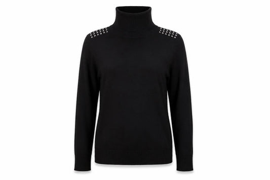 Front view of Retrology women’s black jumper, size S