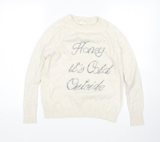 Womens UK Size XS H&M Beige Pullover Jumper