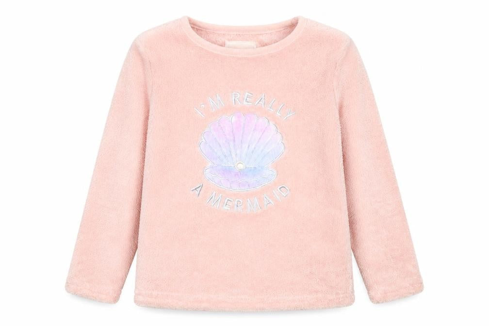 Front view of Primark girls’ pink top pyjama top, size 6-7, years