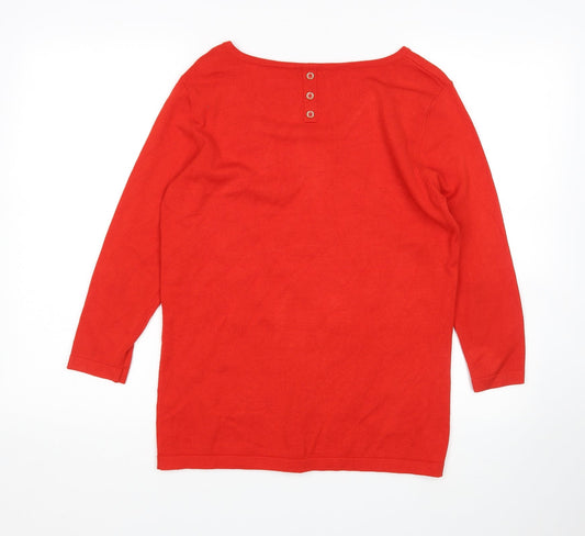 Womens UK Size 12 M&Co Red Pullover Jumper