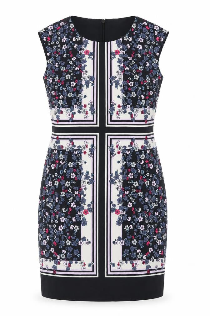 Front view of Great Plains women’s black floral pencil dress, size S
