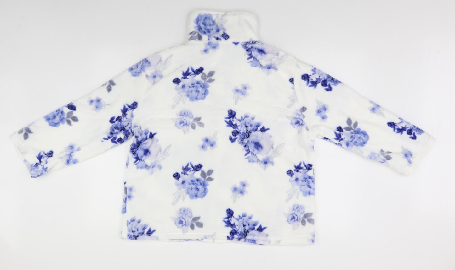 Slenderella Womens White Floral  Cardigan Jumper Size L