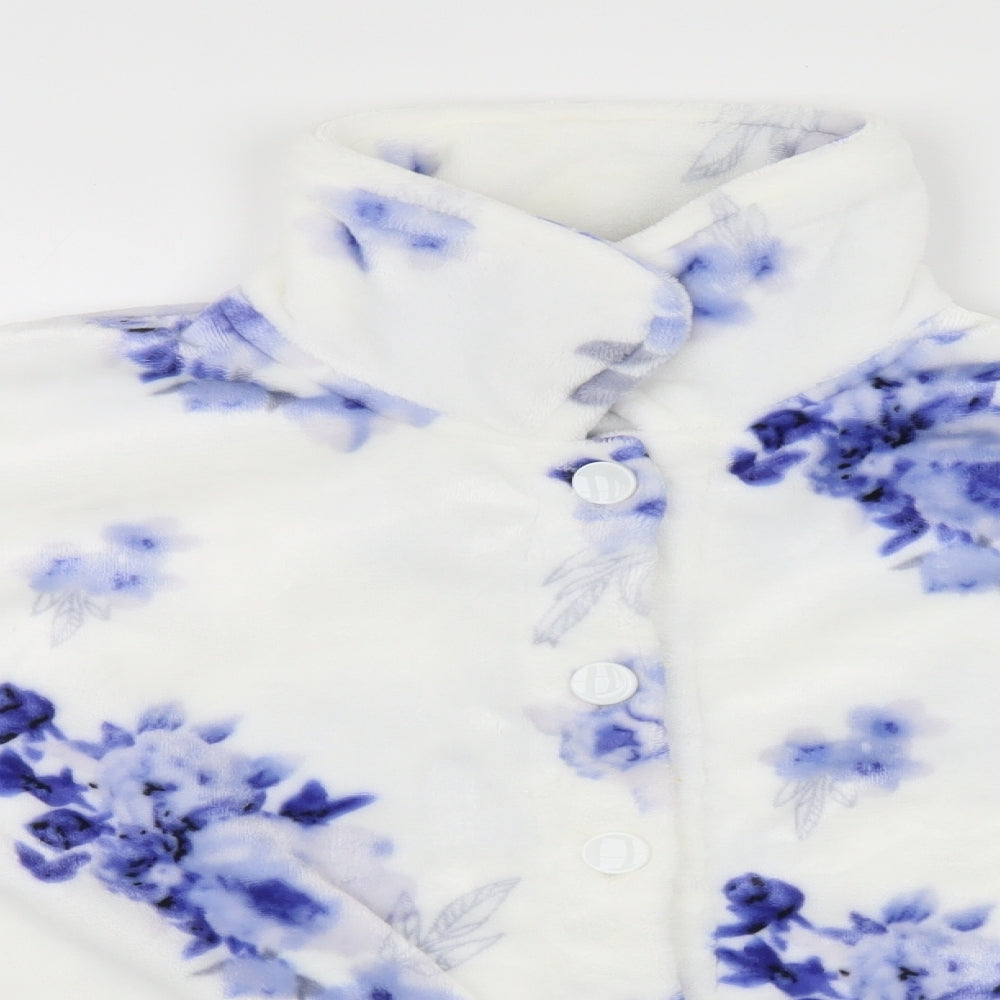 Slenderella Womens White Floral  Cardigan Jumper Size L
