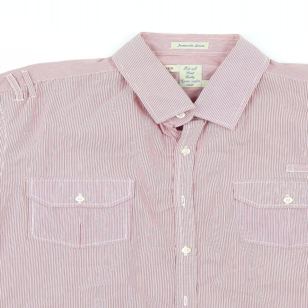 River Island Mens Red Striped   Button-Up Size L