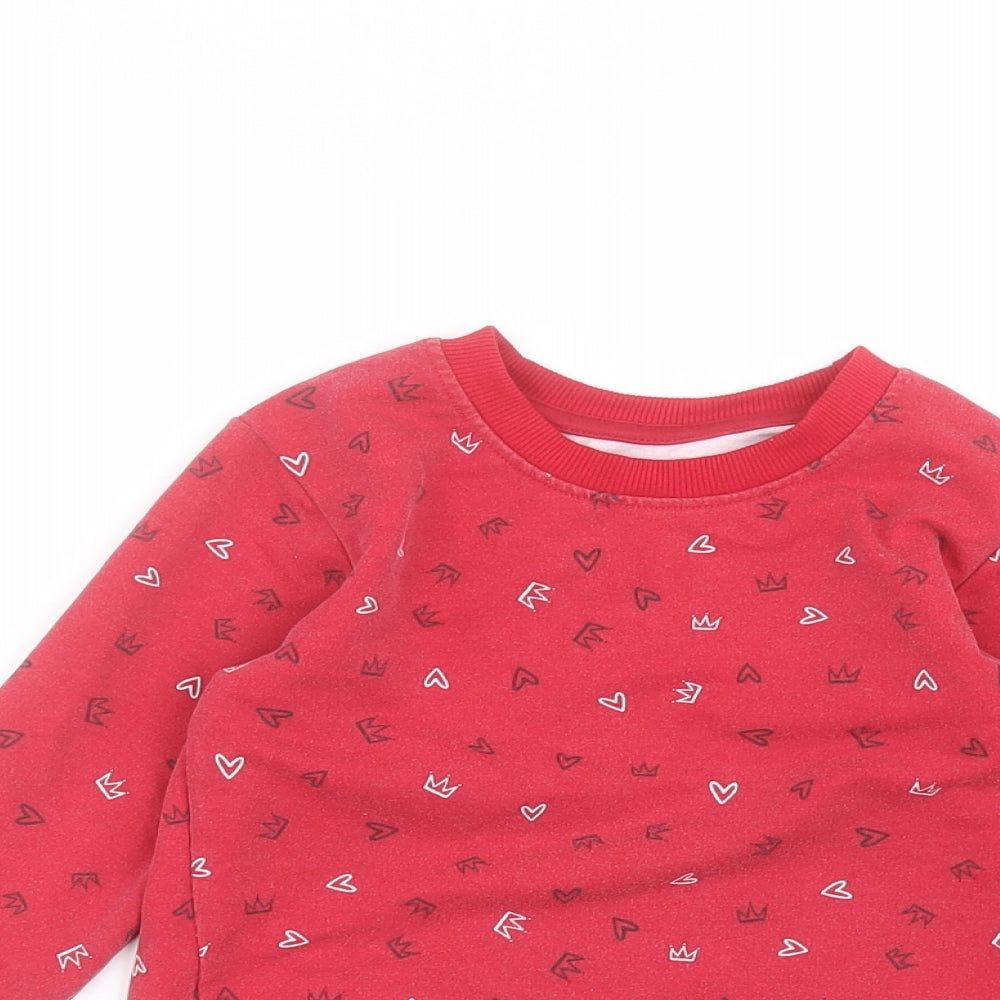 Close-up detail of Matalan boys’ red jumper, size 2-3, years