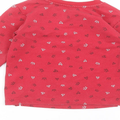 Brand and care label for Matalan boys’ red jumper, size 2-3, years