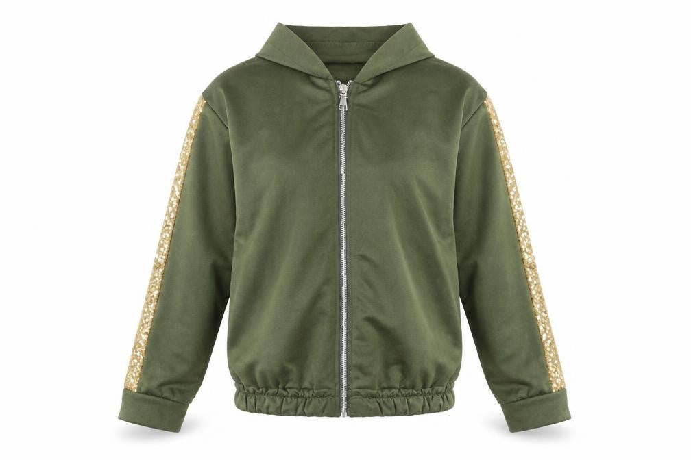 Front view of Airanmel women’s green cardigan jumper, size M