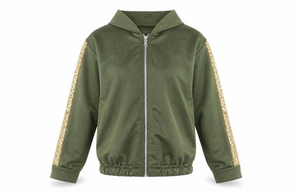 Front view of Airanmel women’s green cardigan jumper, size M