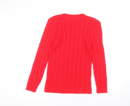Womens UK Size M fashion alert Red Pullover Jumper