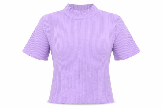 Front view of Mackays Purple Basic T-Shirt, size M