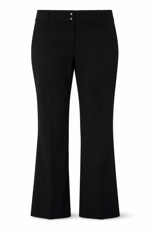 Front view of Marks & Spencer women’s black trousers, size UK 12, 30-inch leg
