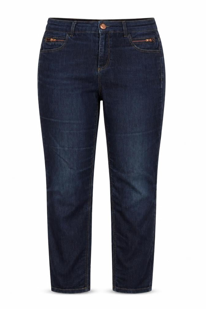 Front view of Scarlet women’s blue straight jeans, size UK 12, 26-inch leg