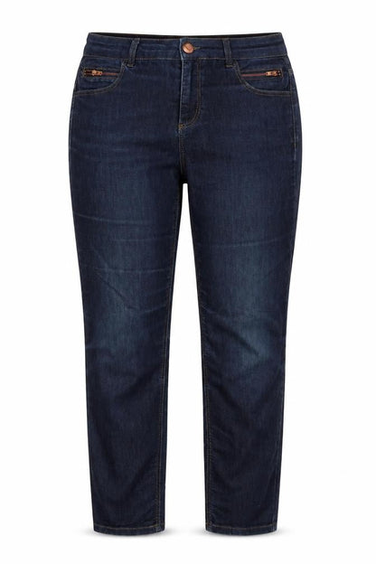 Front view of Scarlet women’s blue straight jeans, size UK 12, 26-inch leg