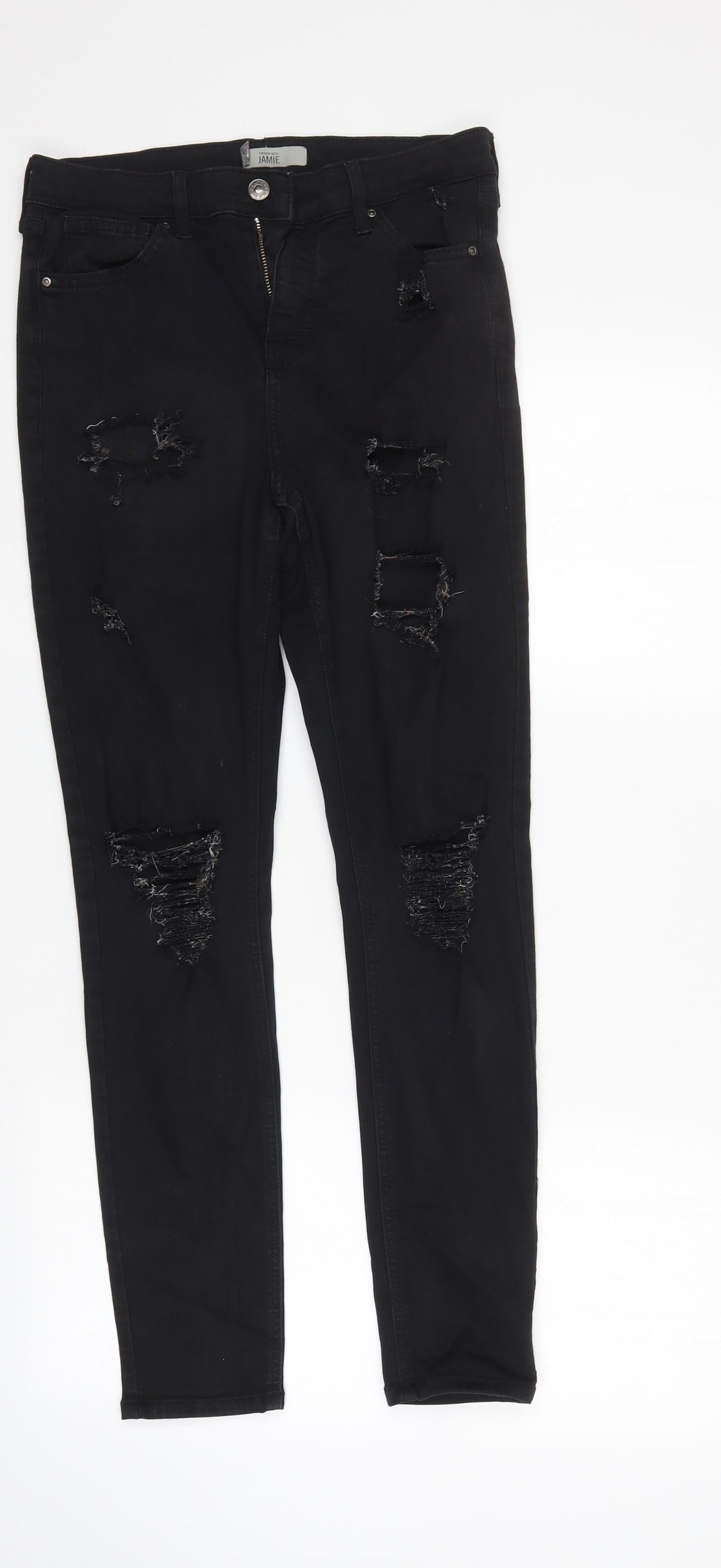 Mens UK Size 30 Topshop Regular Fit Tapered Black Jeans