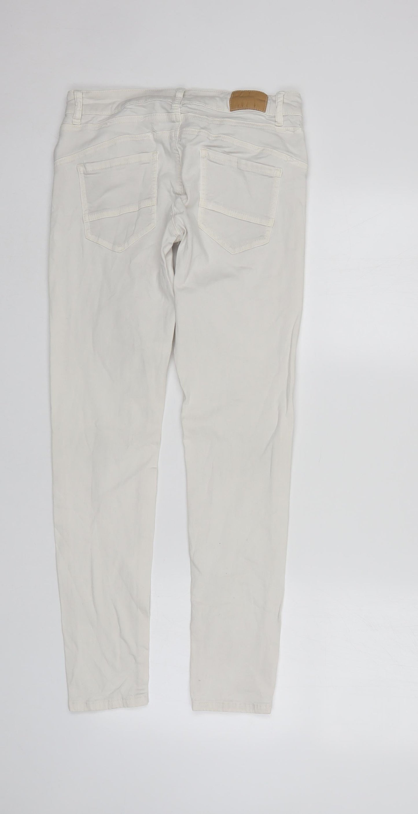 Womens UK Size S Preworn Regular Fit Tapered White Jeans