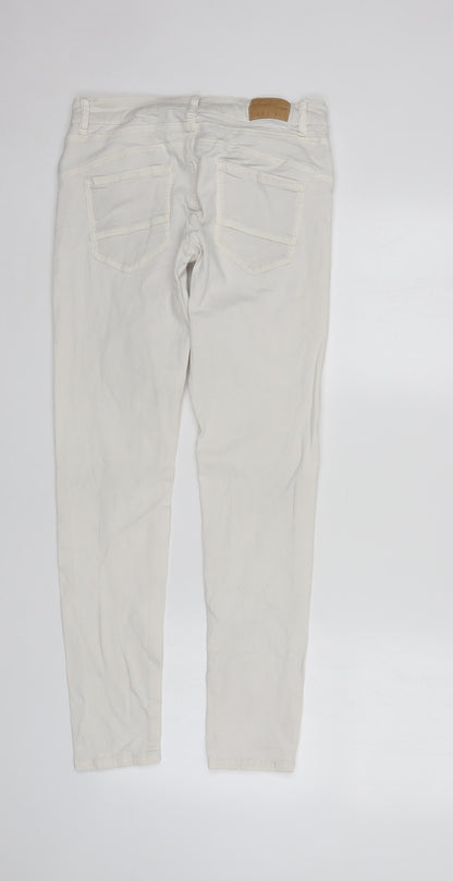 Womens UK Size S Preworn Regular Fit Tapered White Jeans