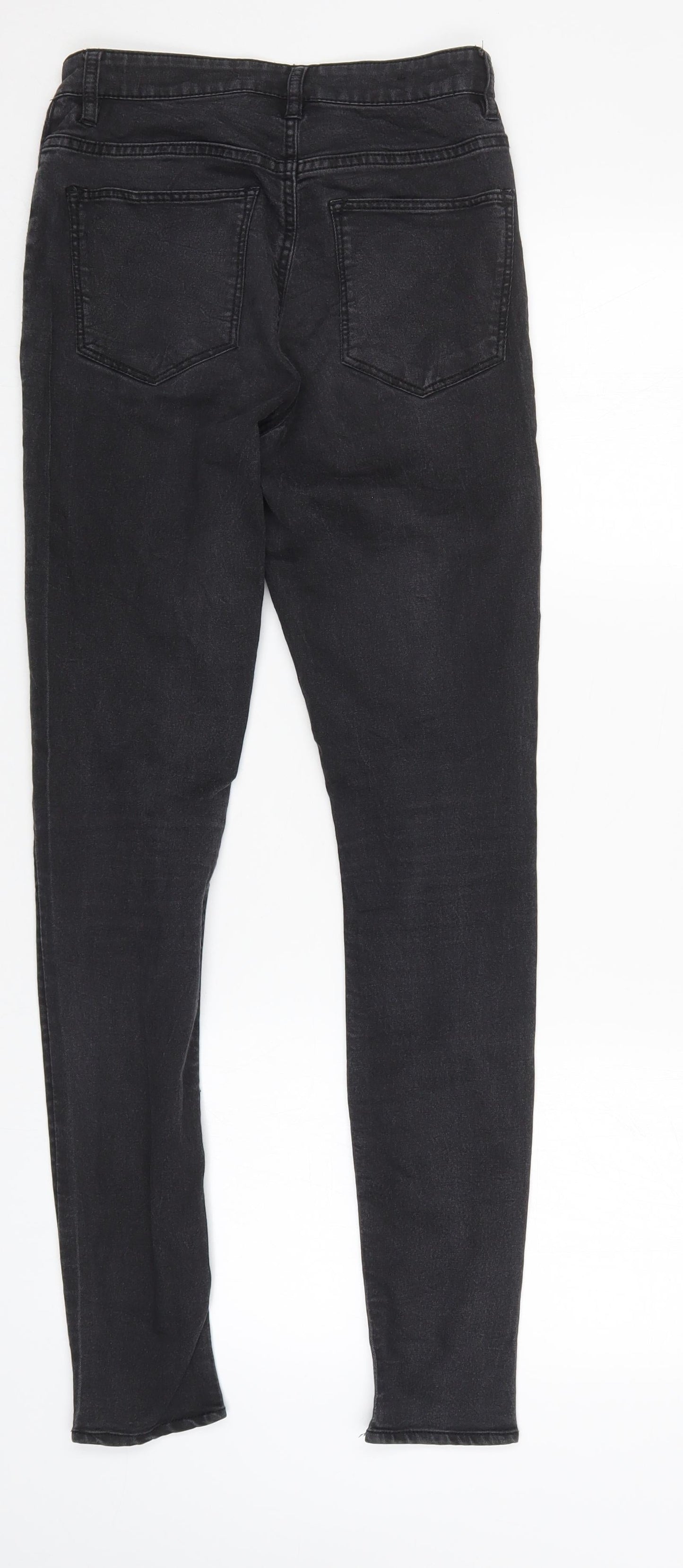 Womens UK Size 8 Preworn Regular Fit Tapered Black Jeans