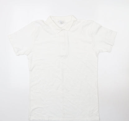 Womens UK Size L Gildan White Basic Polo
