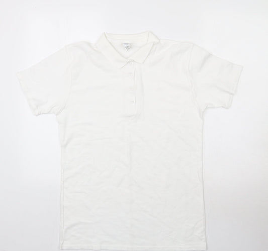 Womens UK Size L Gildan White Basic Polo