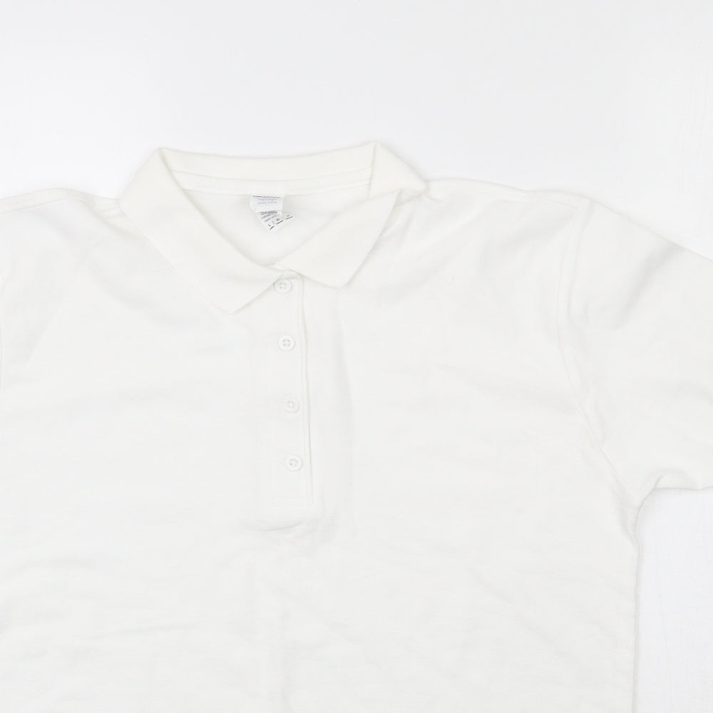 Womens UK Size L Gildan White Basic Polo