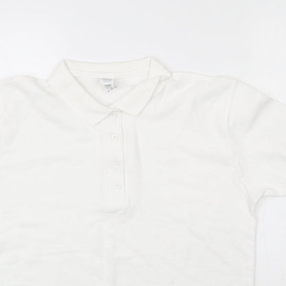 Womens UK Size L Gildan White Basic Polo