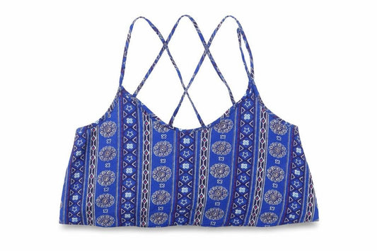 Hollister Womens Blue Geometric  Cropped T-Shirt Size M