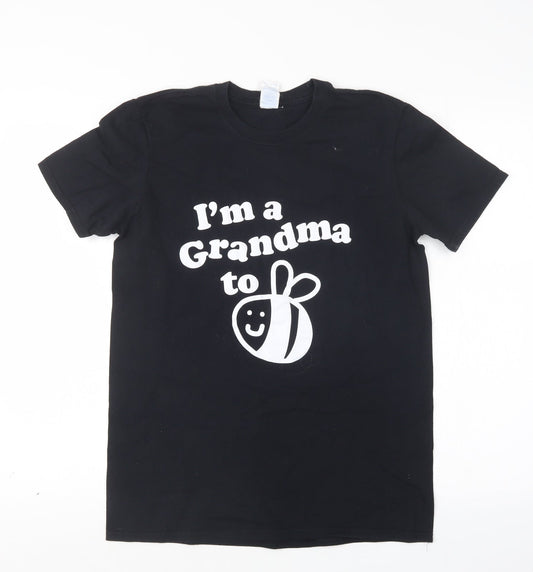 Womens UK Size M Gildan Black Basic T-Shirt
