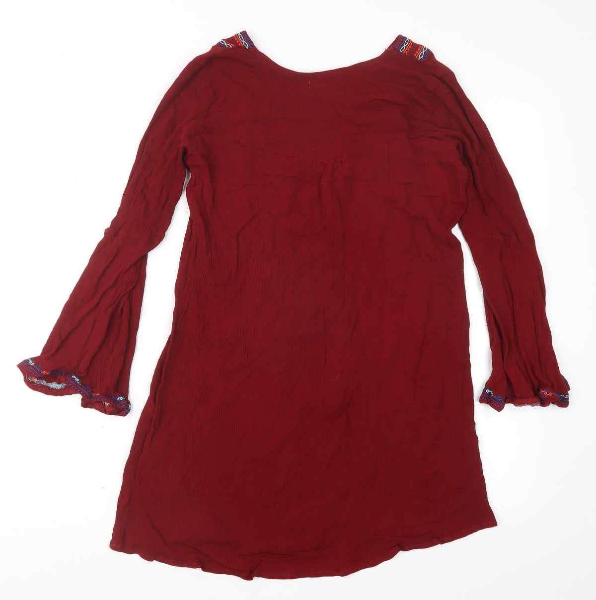 Back view of Kiss the Sky women’s red basic blouse, size XS