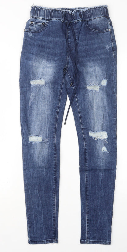 Womens UK Size XS Preworn Regular Fit Straight Blue Jeans