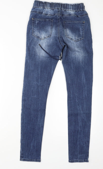 Womens UK Size XS Preworn Regular Fit Straight Blue Jeans