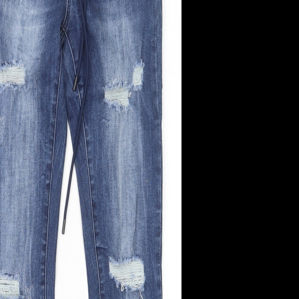 Womens UK Size XS Preworn Regular Fit Straight Blue Jeans