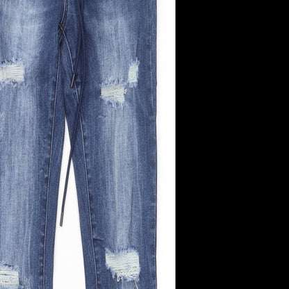 Womens UK Size XS Preworn Regular Fit Straight Blue Jeans