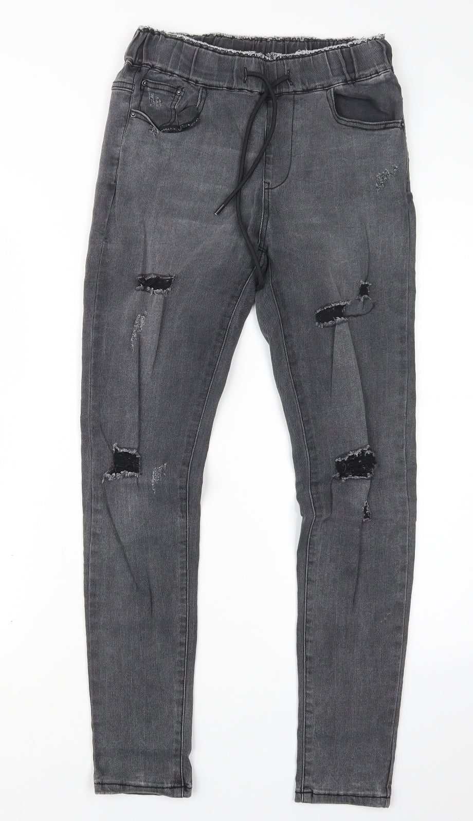 Womens UK Size XS Preworn Regular Fit Straight Grey Jeans