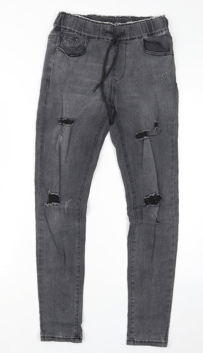 Womens UK Size XS Preworn Regular Fit Straight Grey Jeans