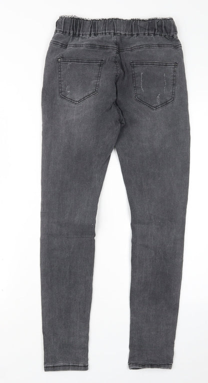 Womens UK Size XS Preworn Regular Fit Straight Grey Jeans