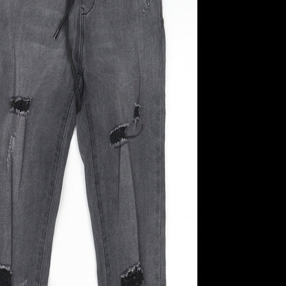 Womens UK Size XS Preworn Regular Fit Straight Grey Jeans