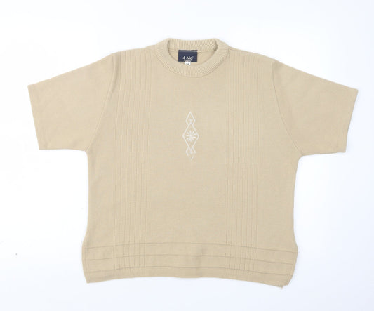 4 Me Womens Beige  Knit Pullover Jumper Size M