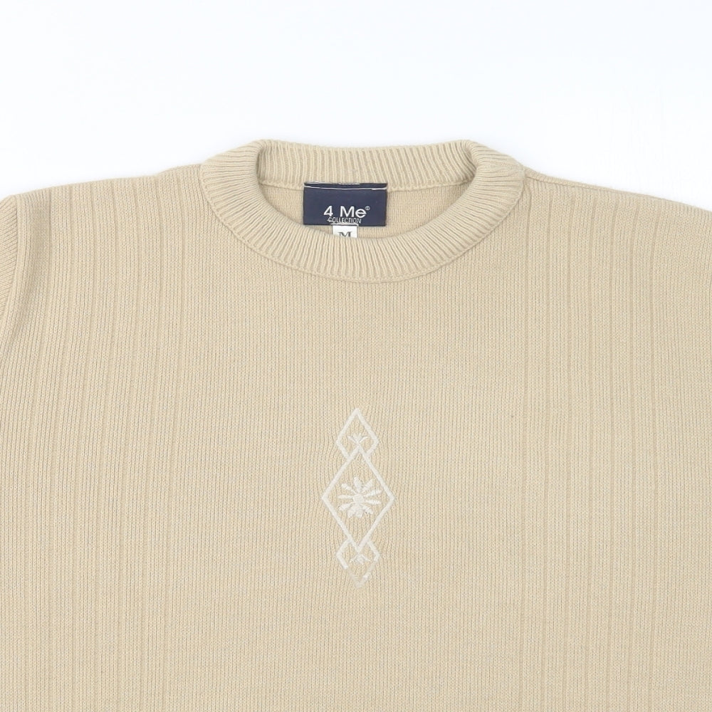 4 Me Womens Beige  Knit Pullover Jumper Size M