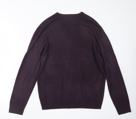 Debenhams Mens Purple  Knit Pullover Jumper Size L