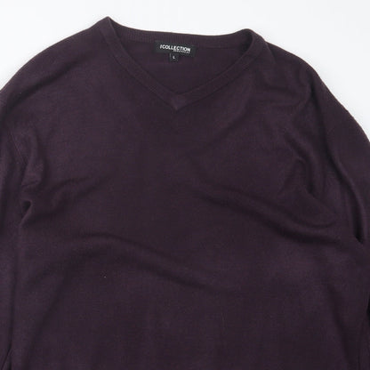 Debenhams Mens Purple  Knit Pullover Jumper Size L