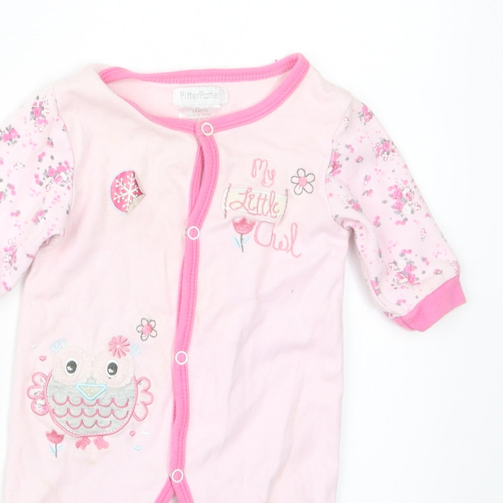 Pitter Patter Girls Pink Geometric  Babydoll One Piece Size 3-6 Months