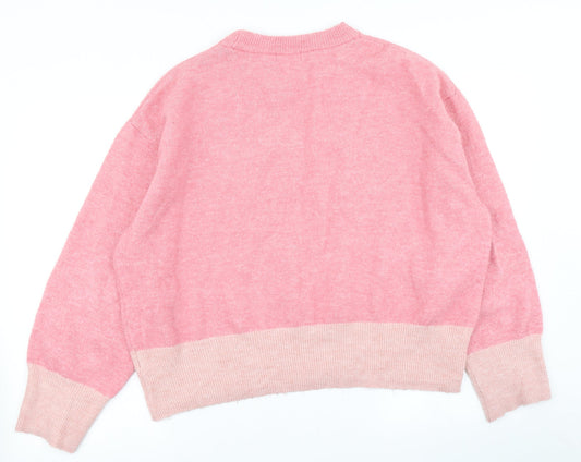 Womens UK Size M H&M Pink Pullover Jumper