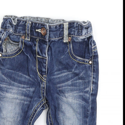 NEXT Girls Blue  Denim Cargo Jeans Size 6-9 Months