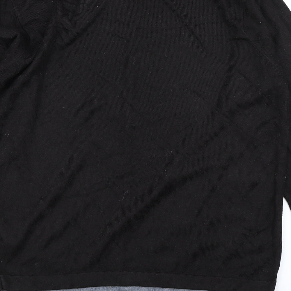 NEXT Mens Black Check Knit Pullover Jumper Size S