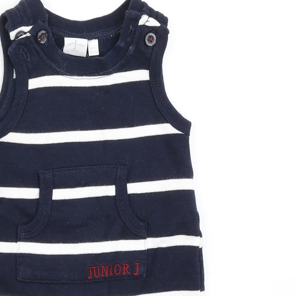 Junior J Boys Blue Striped  Dungaree One-Piece Size Newborn