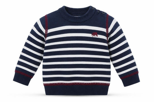 Earlydays Boys Blue Striped Knit Pullover Jumper Size 0-3 Months