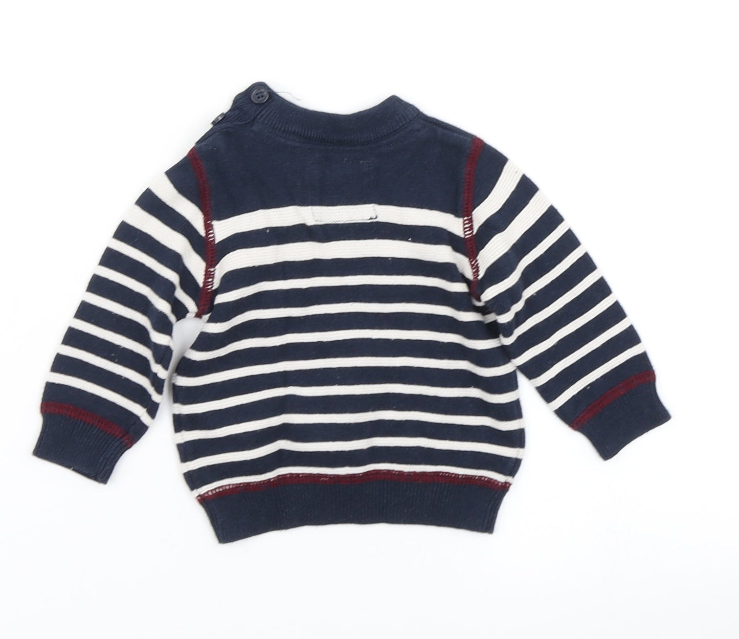 Earlydays Boys Blue Striped Knit Pullover Jumper Size 0-3 Months