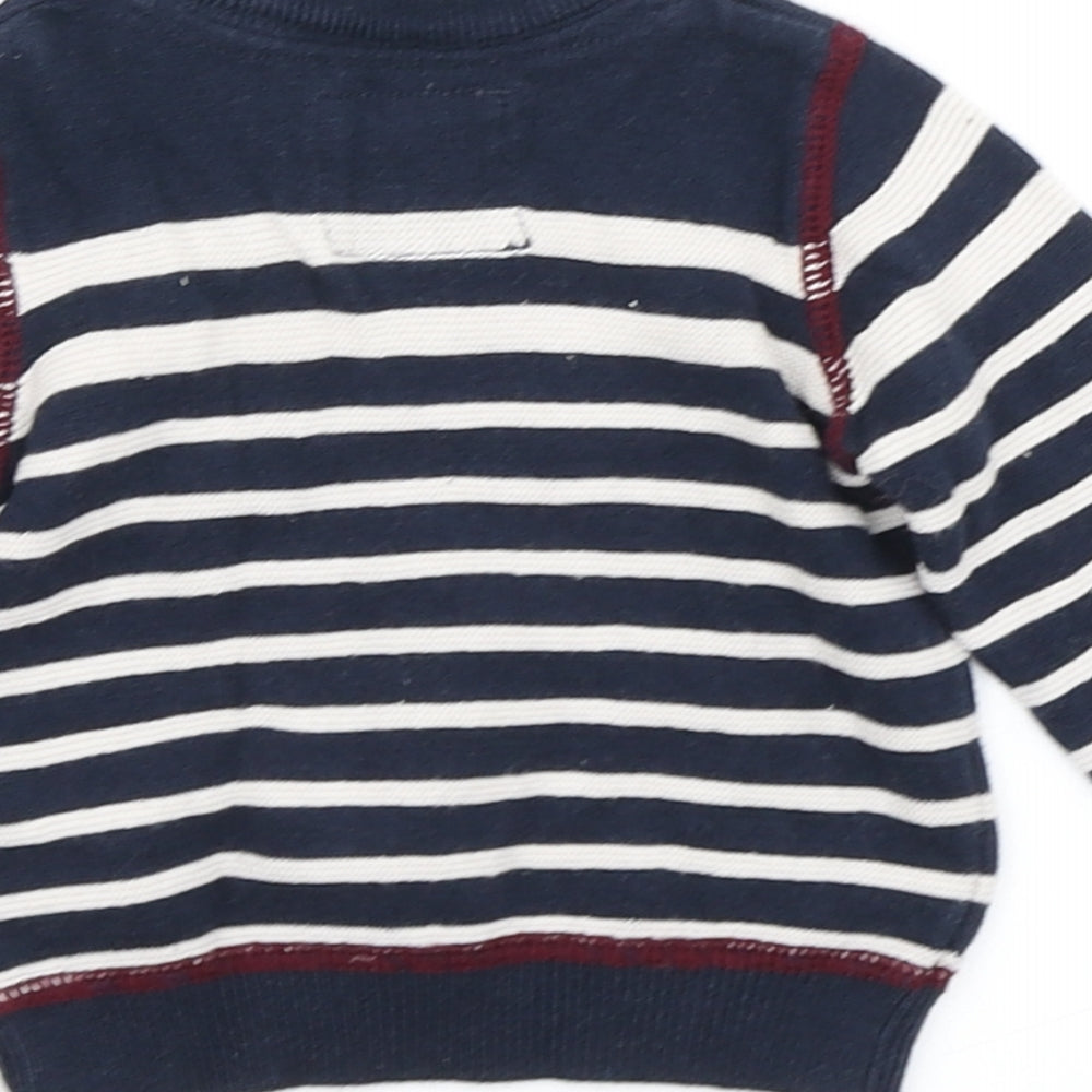 Earlydays Boys Blue Striped Knit Pullover Jumper Size 0-3 Months